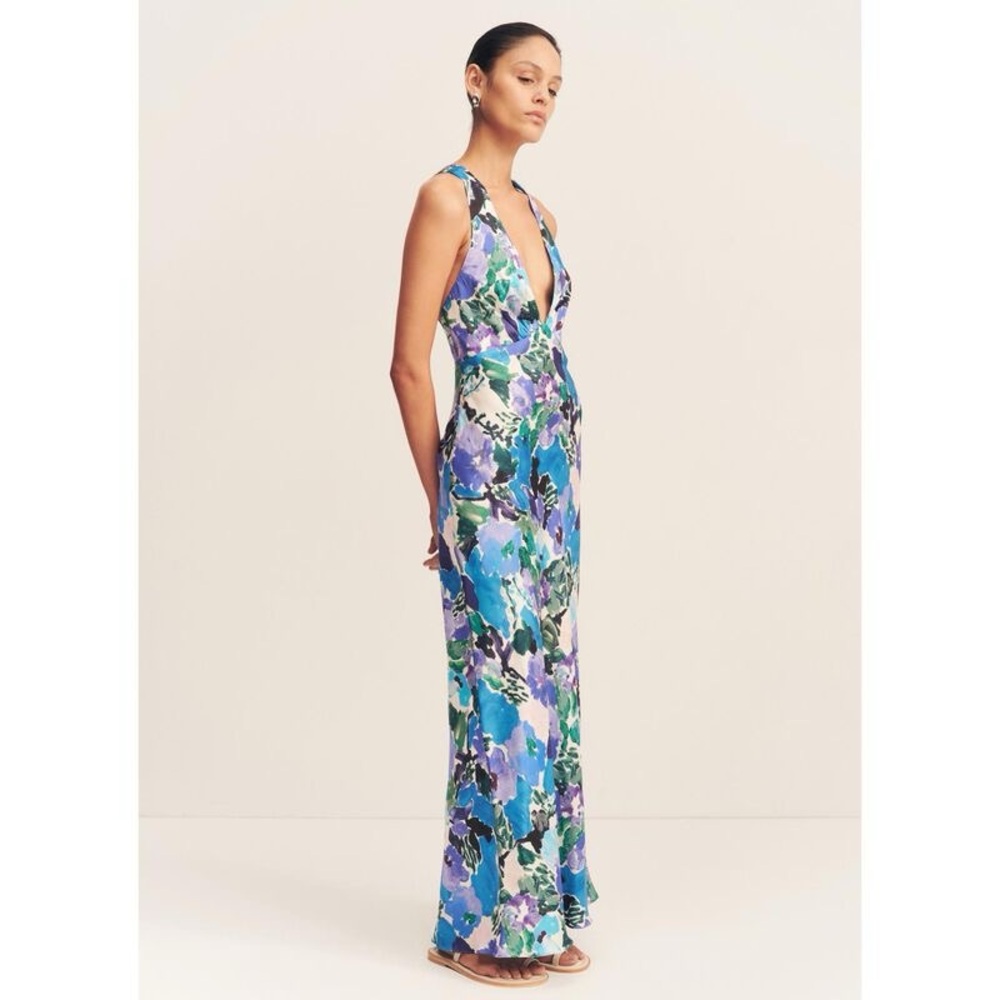 Floral Maxi Dress in Blue and Purple